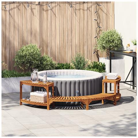 Surround per Vasca Idromassaggio Semicircolare 252x111.5x55.5 cm in Legno Massello di Acacia - Foto 2