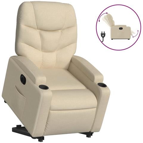 Poltrona Alzapersona Reclinabile Elettrica Crema in Tessuto - Foto 1