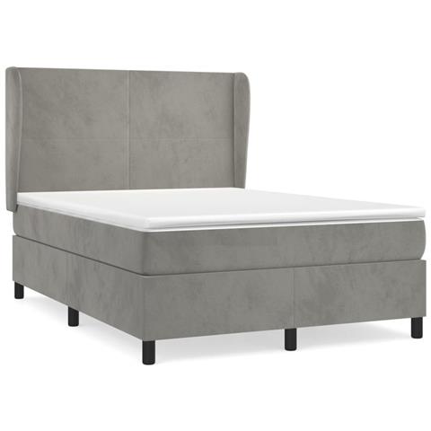 Giroletto a Molle con Materasso Grigio Chiaro 140x200cm Velluto - Foto 1