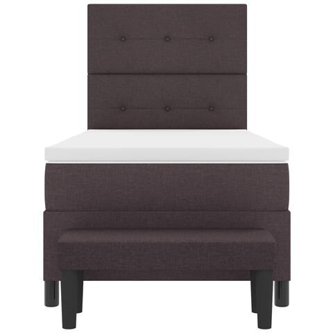 Letto con box spring con materasso e panchina marrone scuro 80x200 cm tessuto - Foto 9