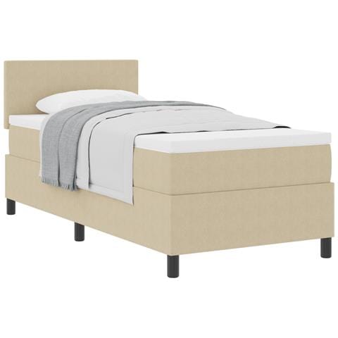Letto con Rete a Molle e Materasso Verde Chiaro Grigio 80x200 cm Tessuto Corduroy - Foto 1