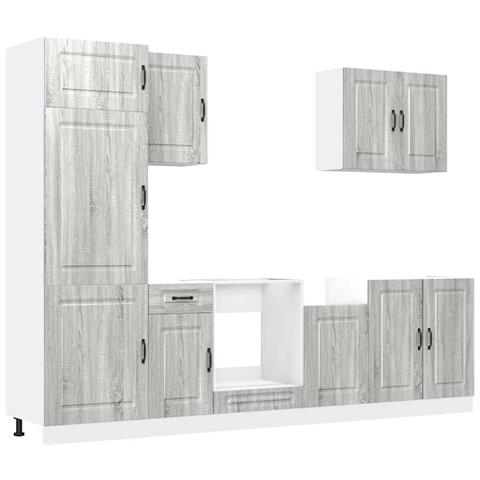 Set Mobili da Cucina 7 pz Kalmar Grigio Sonoma in Truciolato - Foto 1