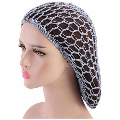 Rete Per Capelli All'uncinetto Fatta A Mano Con Fiocco Retrò - Accessorio Elegante E Funzionale Grey - Foto 1