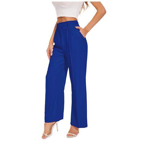 Pantaloni Da Donna A Vita Alta Gamba Larga Blu Xl - Foto 1
