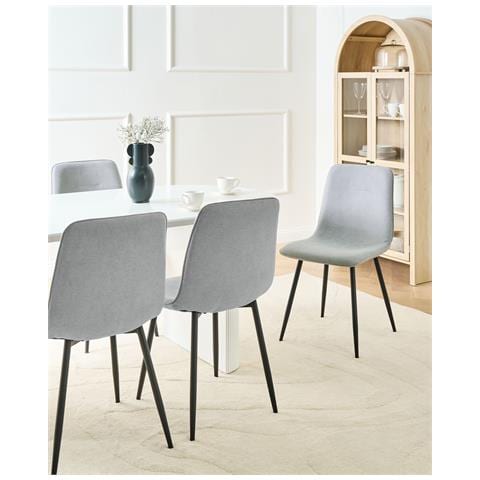 Set Di 4 Sedie Da Pranzo Tuscola Tessuto Grigio Chiaro - Foto 1