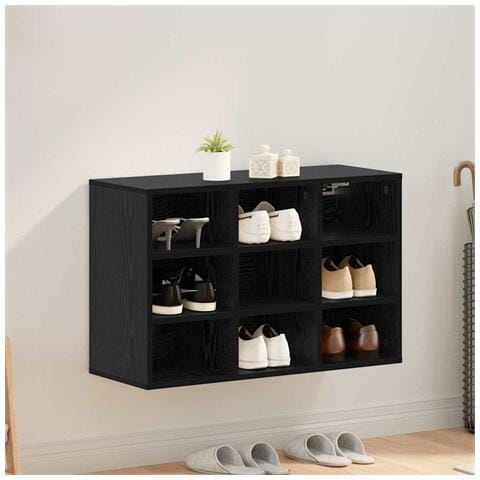 Scarpiera Rovere nero 77.5 x 30 x 51 cm Legno multistrato - Foto 2