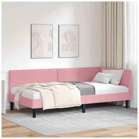 Cornice del letto ad angolo Altro con testiera Rosa 90 x 200 cm - Foto 2