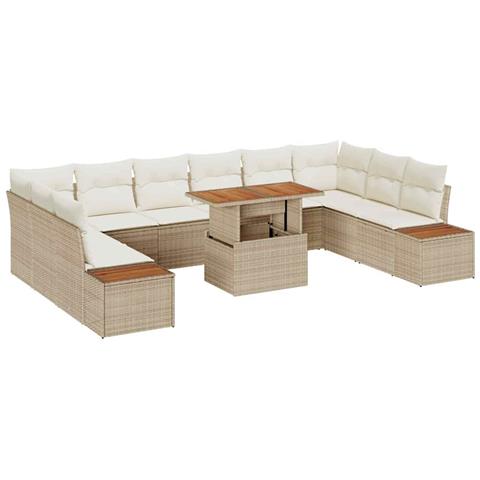 Set Divano da Giardino 11 pcs Beige Poly Rattan - Foto 1