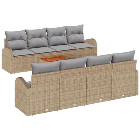Set Divano da Giardino 9 pcs beige e grigio chiaro - Foto 1