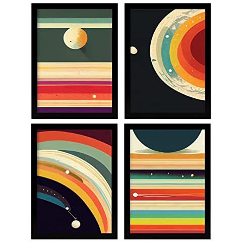 Set Di 4 Stampe Miraggio Posters In Arte Astratta Illustrazioni E Manifesti Di Galassie Artistiche Moderne E A Colori Per L'interior Senza Cornice A3 - Foto 1