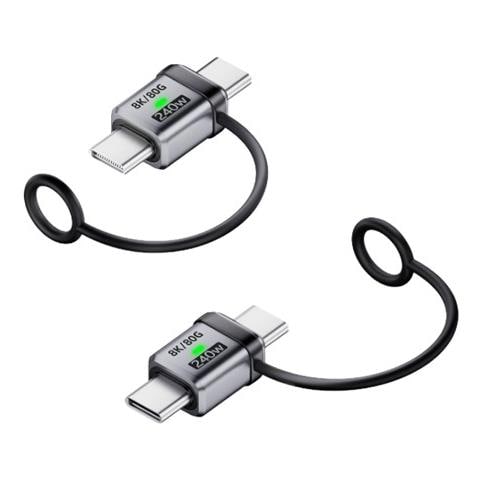 Adattatore Da Tipo-c Maschio A Maschio 2-pack: Ricarica 240w E Trasferimento Dati 120gbps Silver - Foto 2