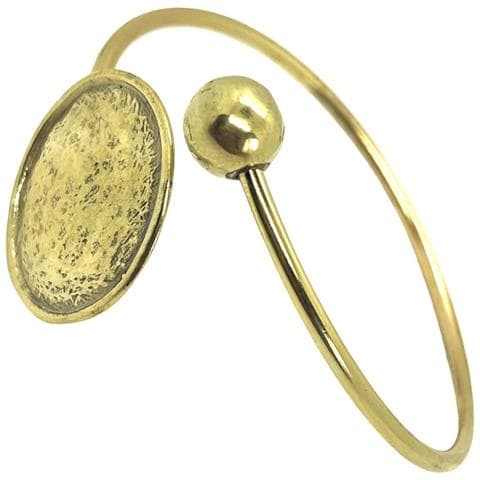 Bracciale Regolabile Placcato Oro Con Piastra Moon In Ottone E Zama - Foto 1