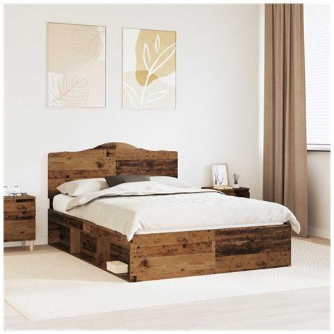 Struttura del letto Legno vecchio 150 x 200 cm Pino massello - Foto 2