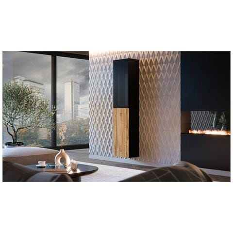 Mobile Espositore Longano - Vetrina 4 Ripiani, 39.9x29.8x180h Cm Nero Antracite - Foto 2