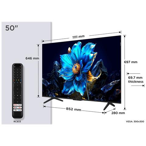 P7K Serie Smart TV QLED 4K 50" 50P7K, Dolby Vision - Atmos, HDR10+, Google TV - Foto 1