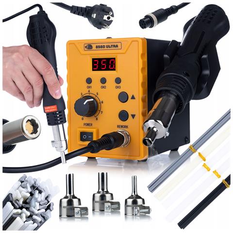 Stazione Saldante 858d Ultra - 700w, Display Led, 3 Programmi | Set 50 Fili Pp /pe /abs /pvc | Riparazione Plastica - Foto 1