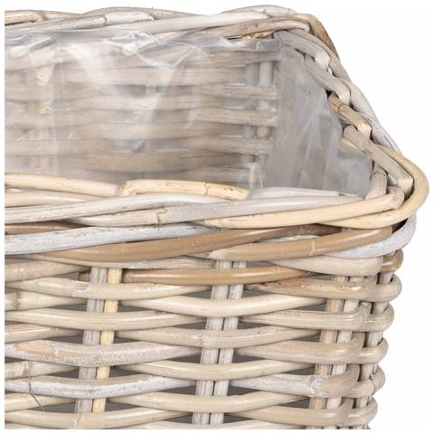 Cestino da Vaso con archiviazione 3 pcs Grigio Rattan Kubu - Foto 2