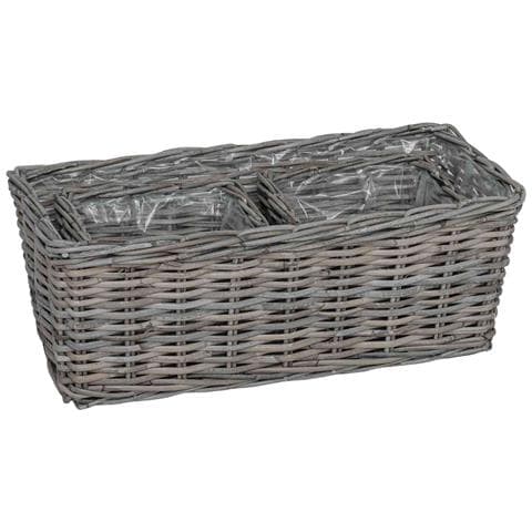 Cestino da Vaso con archiviazione 3 pcs Grigio Rattan Kubu - Foto 9