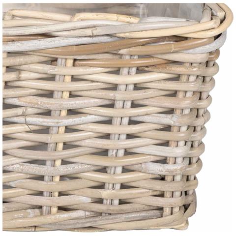 Cestino da Vaso con archiviazione 3 pcs Grigio Rattan Kubu - Foto 8