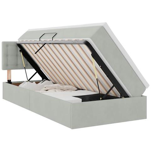 Letto con Contenitore Grigio chiaro 100 x 200 cm Velluto - Foto 1