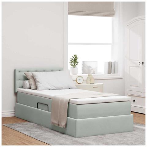Letto con Contenitore Grigio chiaro 100 x 200 cm Velluto - Foto 2