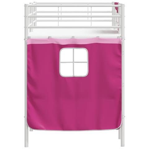 Struttura del Letto Loft per Bambini con Tendine Bianco e Rosa - Foto 9