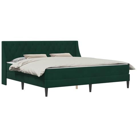 Struttura letto con materasso Verde Scuro 200 x 200 cm Velluto - Foto 1