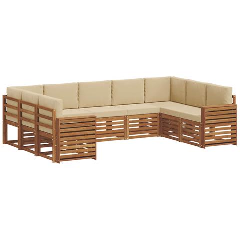 Set divani 9 pcs Naturale e Beige Legno di Acacia Massello - Foto 1