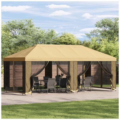 Gazebo da giardino 6 x 3 m Crema Poliestere e Acciaio 190 - Foto 2
