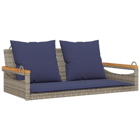Panchina Dondolo con Cuscini Grigia 109x62x40 cm in Polyrattan - Foto 1