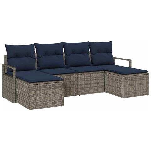 Set di divani 6 pcs Grigio polyrattan - Foto 1