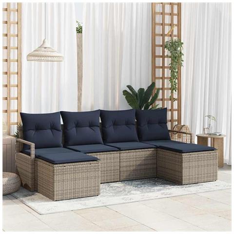 Set di divani 6 pcs Grigio polyrattan - Foto 2