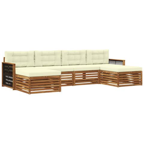 Set divani con cuscino 6 pcs Legno di Acacia Massello - Foto 1