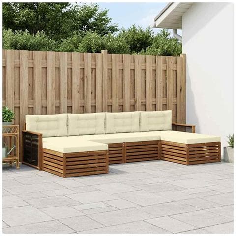 Set divani con cuscino 6 pcs Legno di Acacia Massello - Foto 2