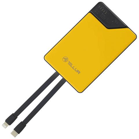 Power Bank Giallo Da 10.000 Mah Con Cavi Usb-c E Lightning Integrati - Foto 1