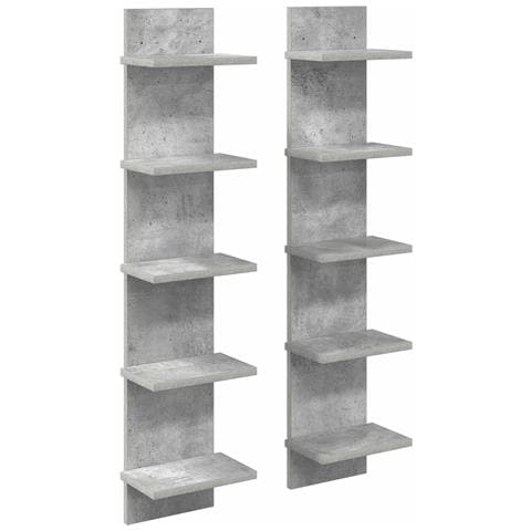 Scaffale da parete 2 pz Grigio Cemento 22 x 15 x 100 cm - Foto 1