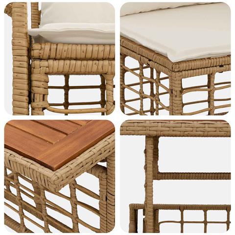Set Divano da Giardino 7 pz Naturale e Bianco Crema polyrattan - Foto 2