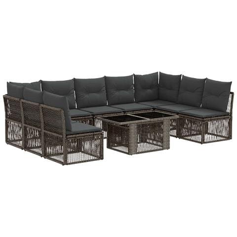 Set Divano da Giardino 10 pz Grigio polyrattan - Foto 1