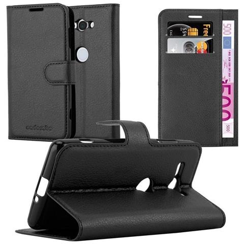 Custodia Compatibile Con Sony Xperia Xz2 Compact In Nero Carbone - Coperchio Protettiva Con Chiusura Magnetica, Funzione Stand E Tasca Per Le Carte - Foto 1