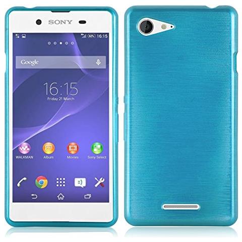 Custodia Compatibile Con Sony Xperia E3 In Turchese - Coperchio Protettivo In Silicone Tpu Flessibile Con Design Spazzolato - Foto 1