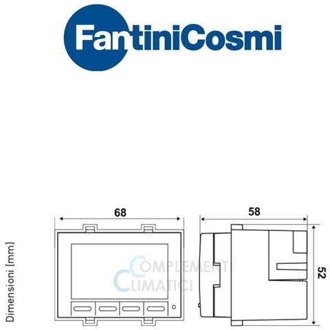 Termostato Ambiente Fantini Cosmi C820RQ, Doppia Alimentazione (batteria/230V), Display LED