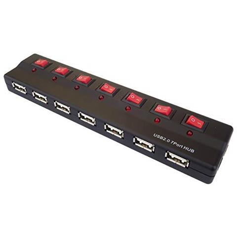 Premiumcord Usb Hub 7 Portecon Alimentatore Rete Di E Interruttore Di Reteusb 2.0 Ad Alta Velocitàfino A 480 Mbps - Foto 2
