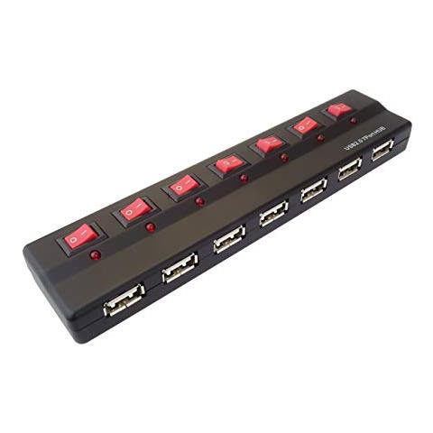 Premiumcord Usb Hub 7 Portecon Alimentatore Rete Di E Interruttore Di Reteusb 2.0 Ad Alta Velocitàfino A 480 Mbps - Foto 1