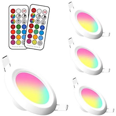 Luci Led A Incasso Che Cambiano Colore Downlights 3 Pollici 8w Rotonda Montaggio A Soffitto Lampade Con Telecomando Il Bianco Caldo (2700k) 4 Pack - Foto 1