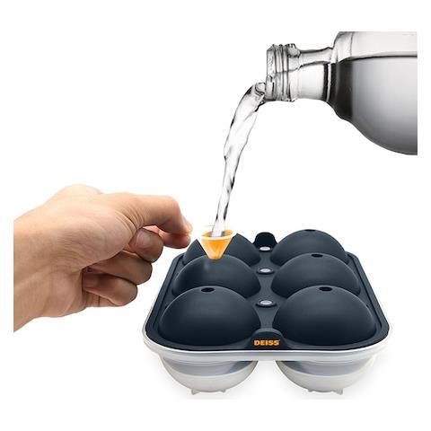 Stampo Per Sfere Di Ghiaccio & Imbuto Di Plastica - 6 Sfere Perfette Da 6.4 Cm In Un Vassoio Di Silicone Flessibile - Imbuto Di Plastica Per Il Trasferimento Di Liquido - Lavabile In Lavastoviglie - Foto 2