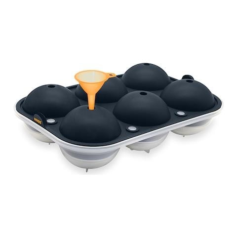 Stampo Per Sfere Di Ghiaccio & Imbuto Di Plastica - 6 Sfere Perfette Da 6.4 Cm In Un Vassoio Di Silicone Flessibile - Imbuto Di Plastica Per Il Trasferimento Di Liquido - Lavabile In Lavastoviglie - Foto 1