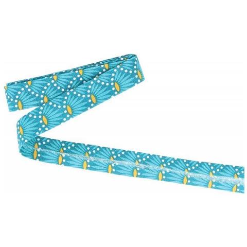 Tessuto Di Sbieco 3 M X 20 Mm - Azzurro Con Fiori - Foto 1