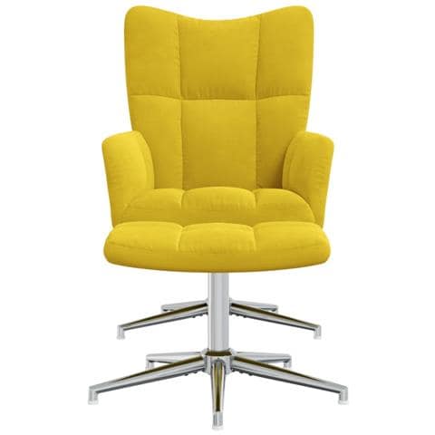 Poltrona Relax con Poggiapiedi Giallo Senape in Velluto - Foto 2