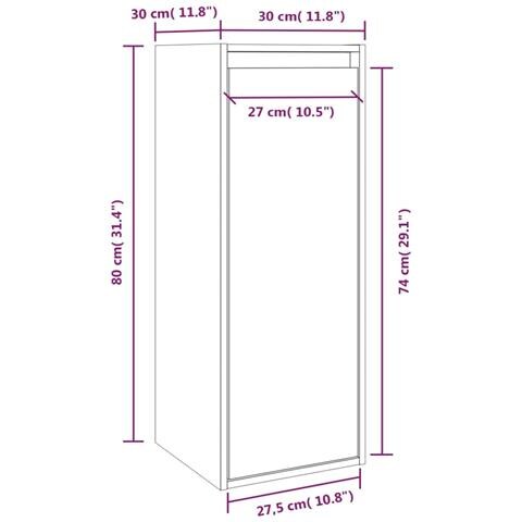 Pensile Grigio 30x30x80 Cm In Legno Massello Di Pino - Foto 2