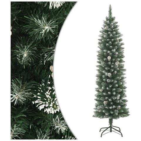 Albero Di Natale Artificiale Sottile Con Base 150 Cm Pvc - Foto 2